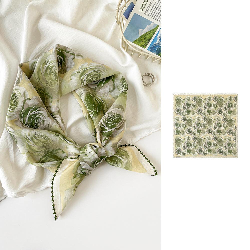 Summer 61 Silk Collection Women's Silk Scarf Medium Square Scarf Double Crepe Fashion Sunscreen Silk Scarf Mulberry Silk Lace Premium Sense