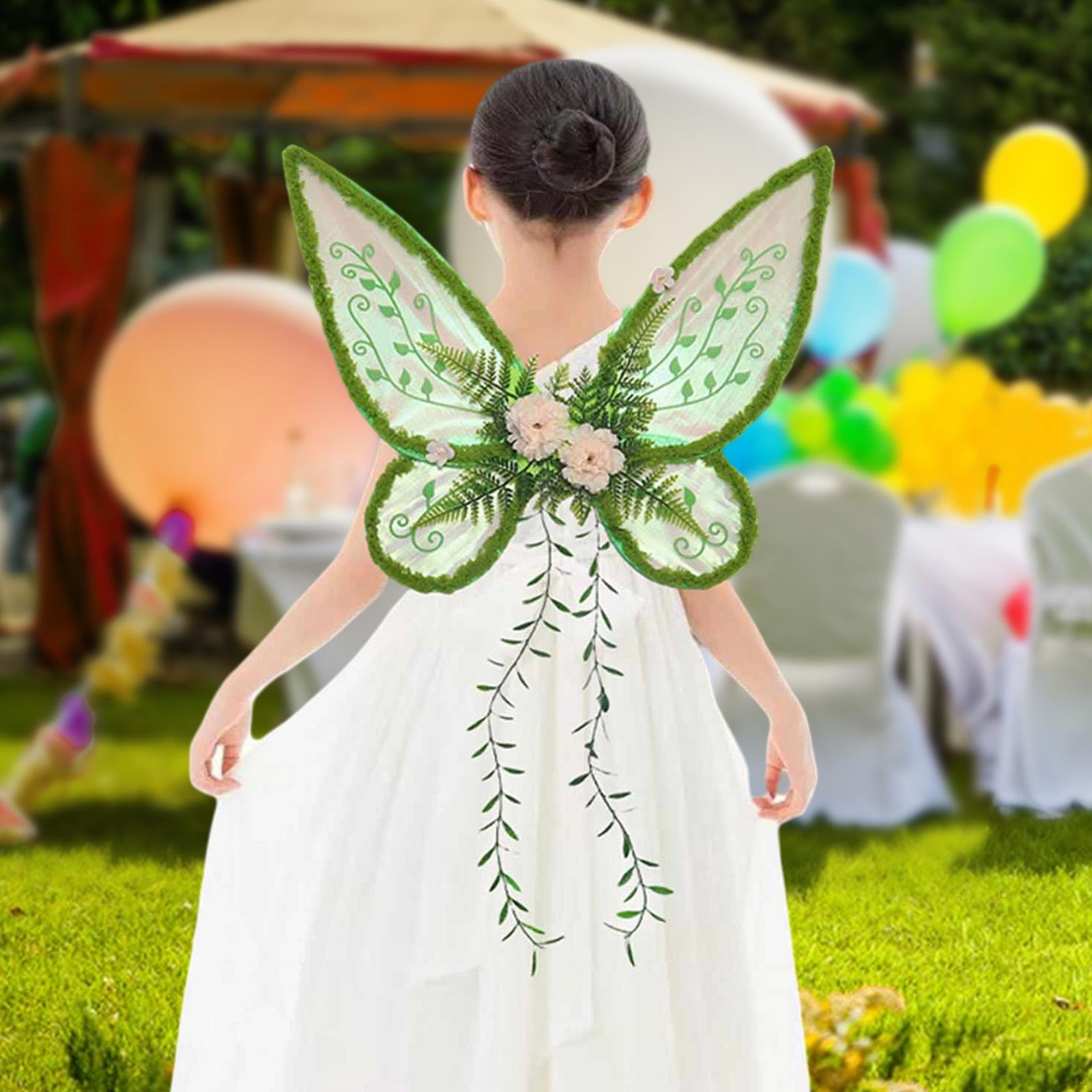 

Butterfly Wing Comfortable Gift for Children Stage Performance Party Holiday Green NO Wand Wreath