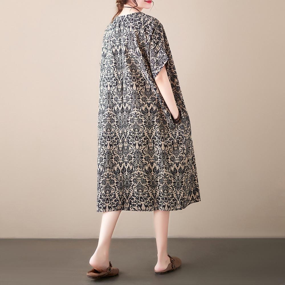Summer Retro Loose Women's Mid Length Dress