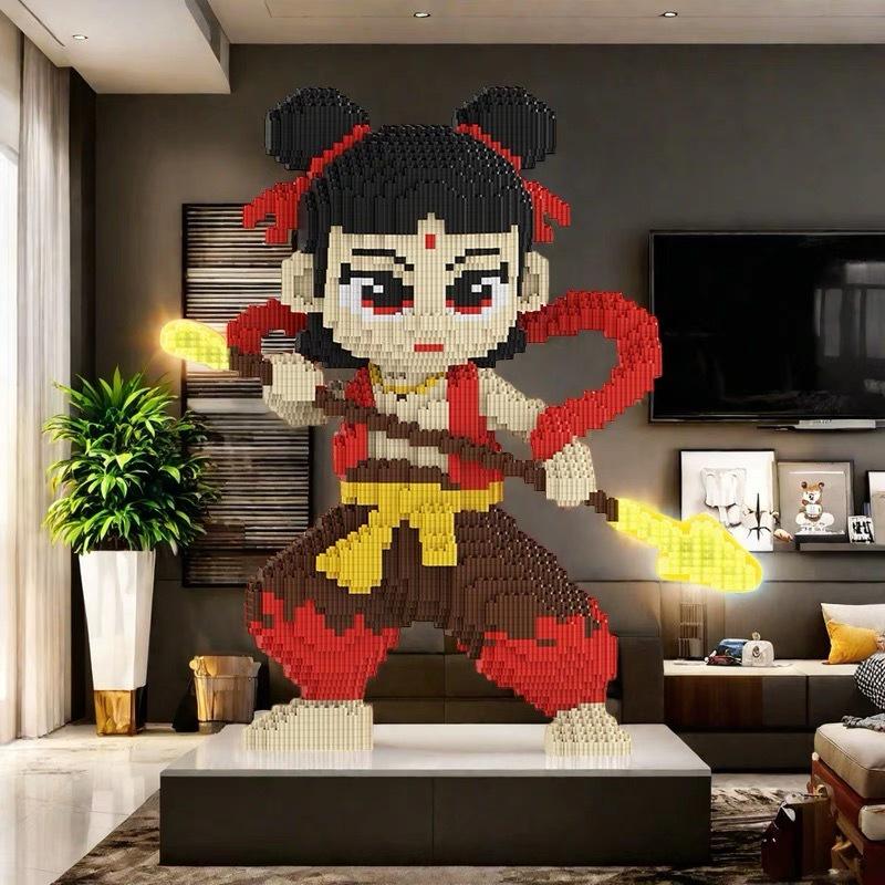 Lego-Compatible Nezha Demon Boy Building Blocks - Educational Assembly Toy for Ages 6-30, Perfect Gift for Boys and Girls, 3D Ornament