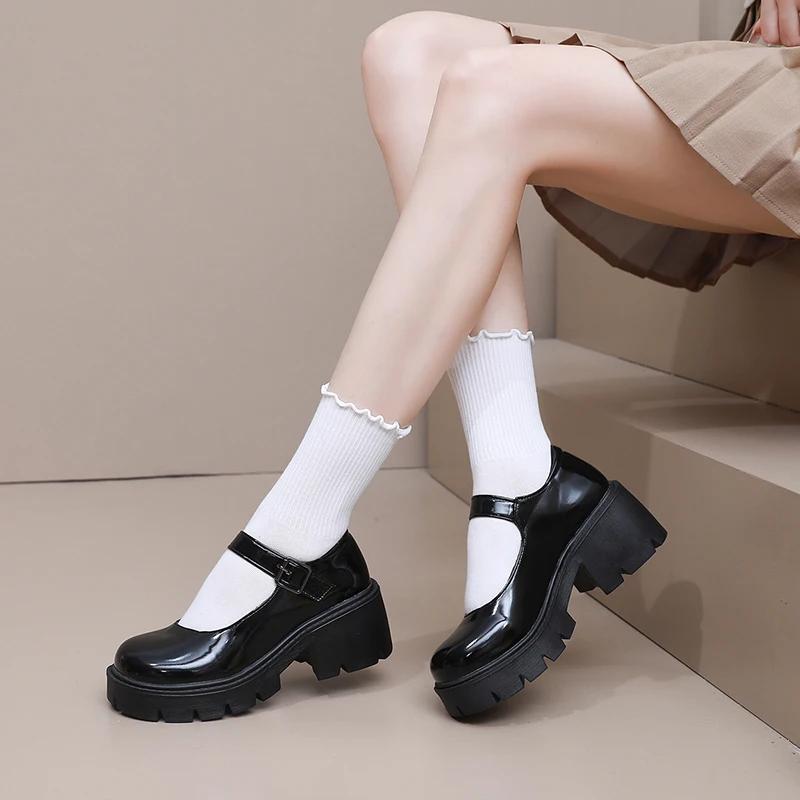 Fashion Women  Shoes Vintage Girls Platform Pumps High Heels Platform Lolita Shoes Japanese Style College Sweet Student Shoes