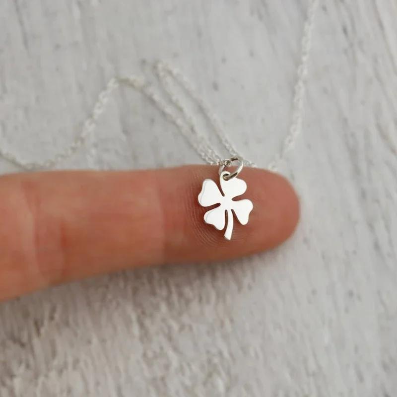 Stainless Steel Pendant Necklaces Leaf Clover Pendant Chain Necklaces for Women Choker Necklace Jewelry Party Birthday Gift New