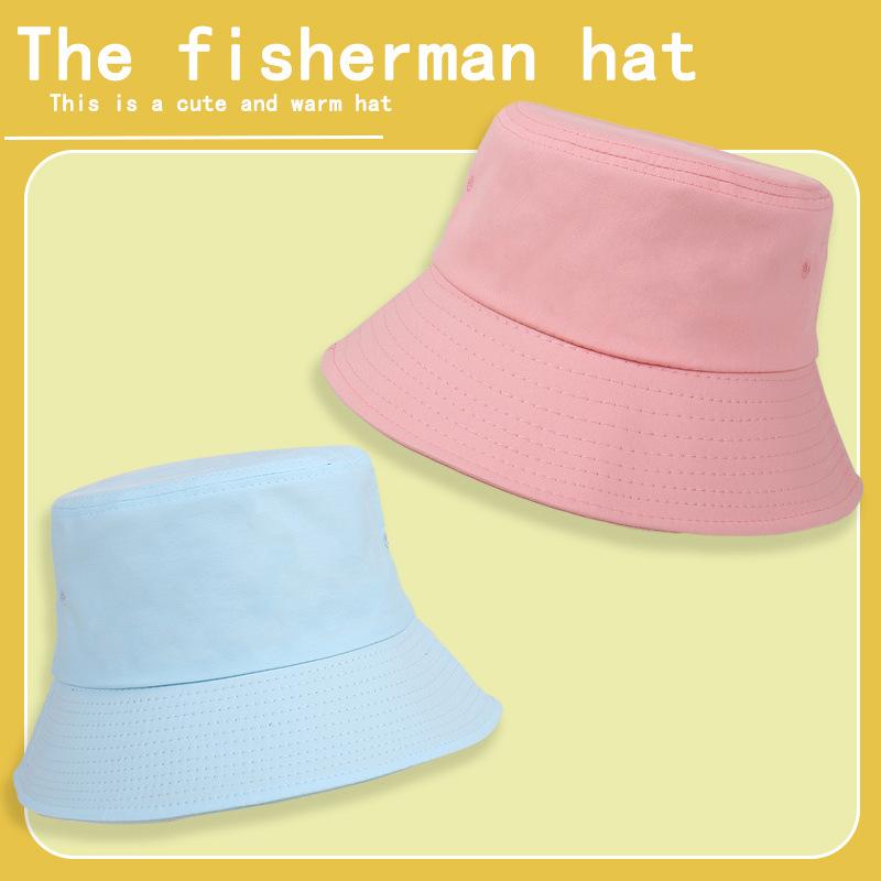 Solid color classic wide-brimmed bucket hat men's sunshade sunscreen windproof basin hat versatile ins face hat