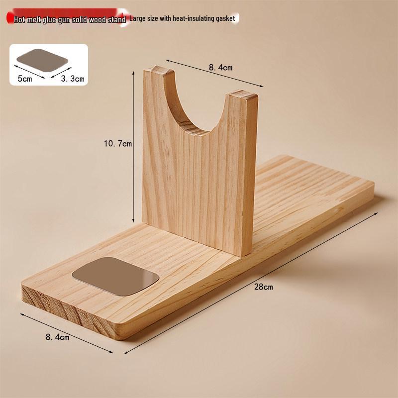 Thickened Anti-Scald Solid Wood Stand for Hot Melt Glue Gun with Head Fixing Feature