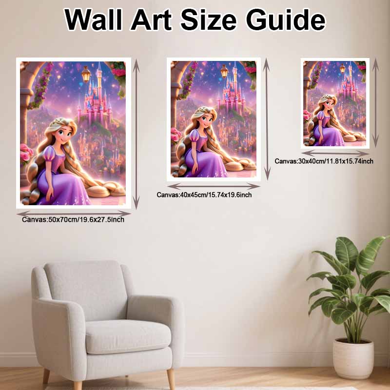 Disney 5d Diamond Painting Full of Diamonds Diy Diamond Embroidery Decorative Painting Ornaments Living Room with Rapunzel and Castle.