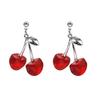 1 Paar Damen Ohrringe Mit Roten Kirsch-Anhängern, Modische Anhänger-Schmuckstücke
