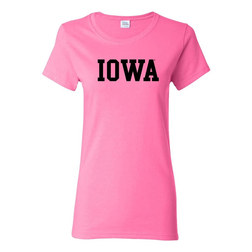 Iowa Hawkeyes Basic Block Womens Pink T-Shirt - Azalea