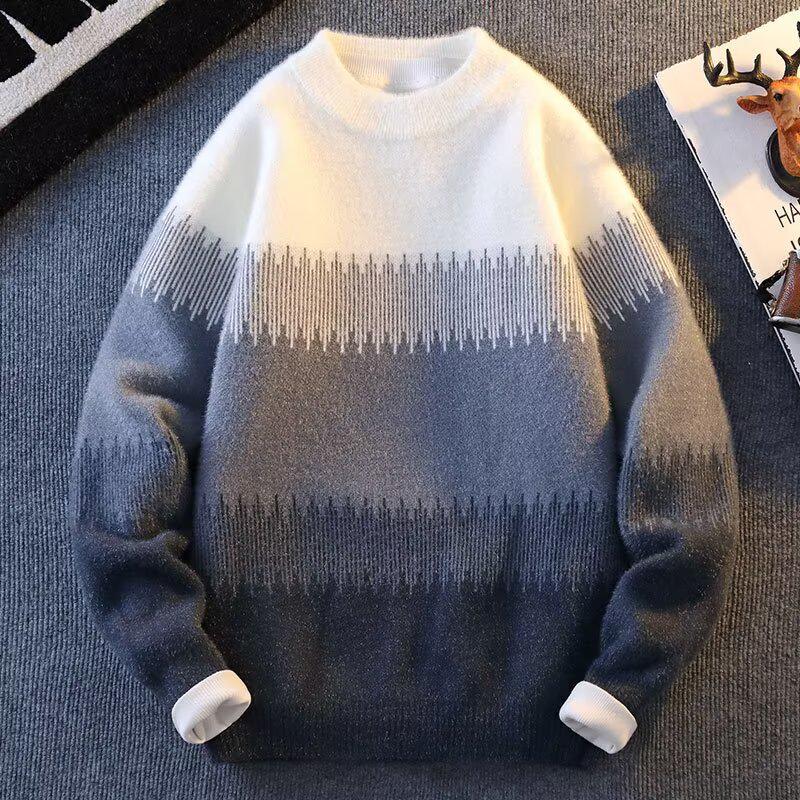 

Men s Teen Sweater: Faux Mink Velvet, Thick Warm Knitwear for Fall & Winter 3XL сірий колір