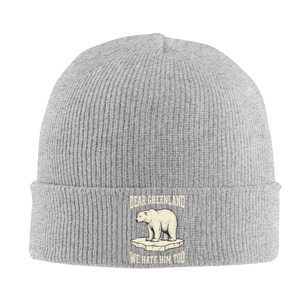 Unisex Adult Greenland Bear Beanie Hats Street Y2K Knitted Hat Spring Gym Caps Pattern Head Wrap Bonnet Hats