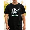 European Size Men'S Funny Dabbing Soccer Ball T-Shirt - Short Sleeve Crew Neck Casual Top with Soccer Player Print, Comfortable Medium Stretch Fabric