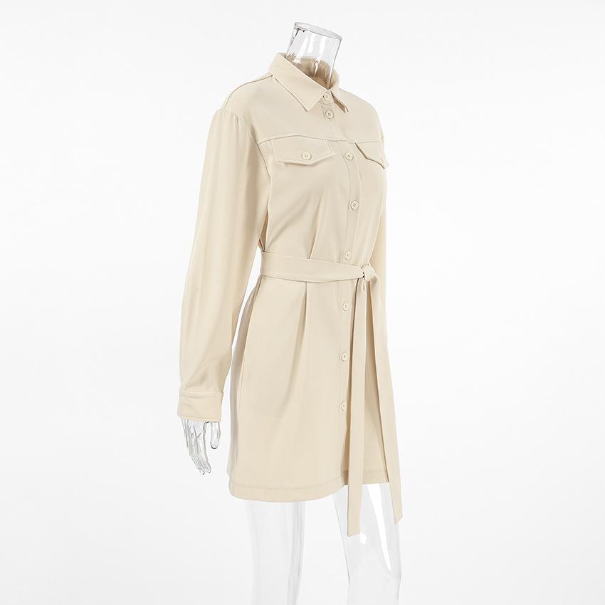 Frühling Herbst Damen Hemden Kleid Elegant Büro Damen Langarm Oberteile Vintage Koreanisch A-Linie Midi Kleider für Damen Bekleidung