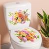 Artistic Colorful Floral Toilet Stickers, Self-Adhesive Removable Toilet Lid Decals For Bathroom Decoration