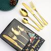 Ensemble de 4 pièces Couteau, Fourchette, Cuillère en Acier Inoxydable Éléments de Noël Poignée Laser pour Maison Pique-nique Bricolage Restaurant Cadeau