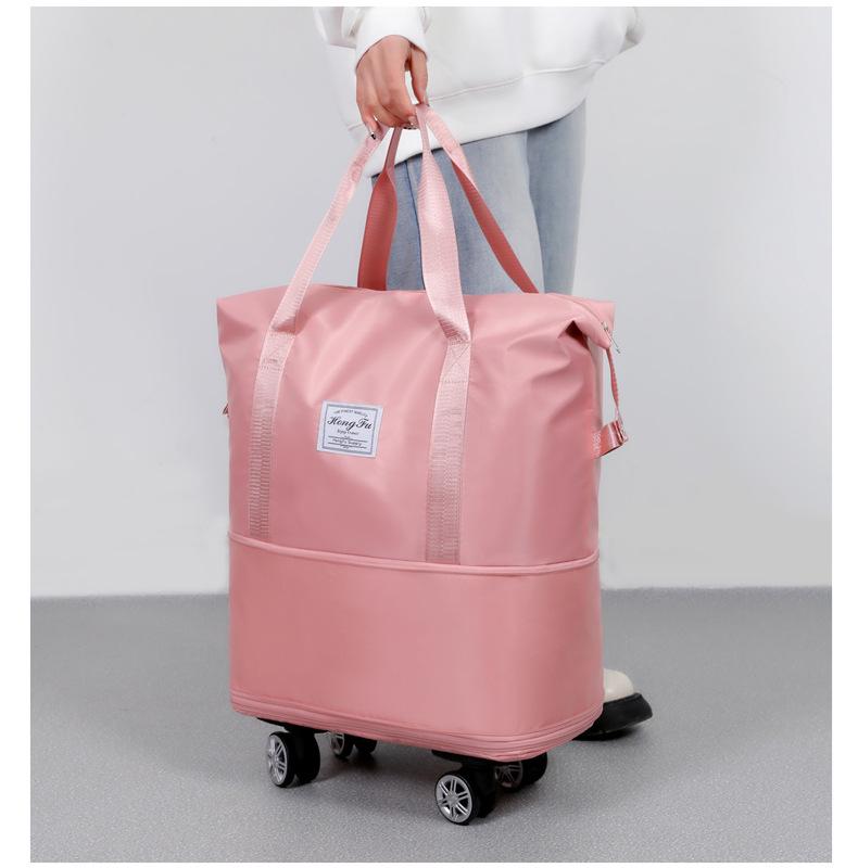 Expandable Waterproof Yoga & Travel Bag with Universal Wheels and Wet/Dry Separation