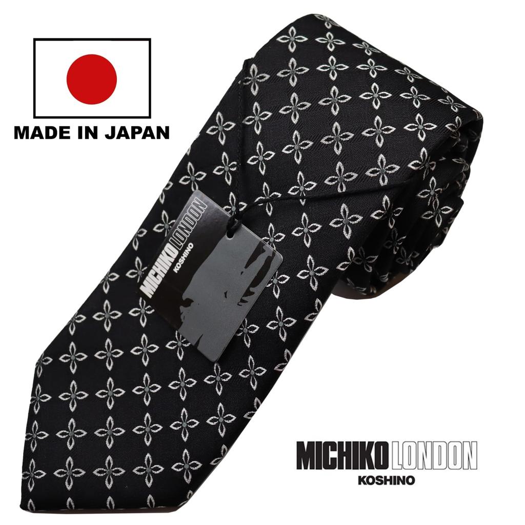 Michiko London Bonded Fabric with Lining for Made In KOSHINO Brand Komon Wrinkle-Resistant Volume, Japan, Necktie, Pattern, 100% Silk, Unisex, MKJ-041