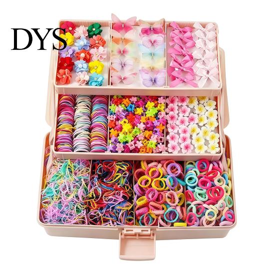 Comfortable Hair Ties for Thick Colorful Elastic Bands Clips Mini Claw Rubber Multiuse Accessories Kit with Box Girls Teens Children, Daily