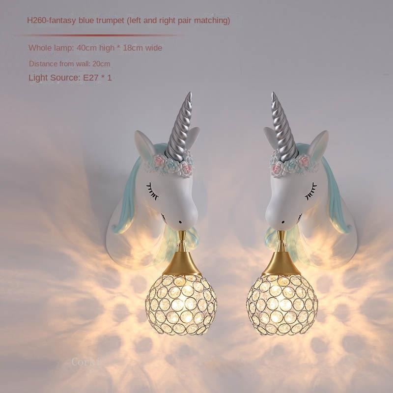 Nordic Simple Lovely Unicorn Led Wall Lamp Bedroom Bedside Lamp Girl Pink Creative Room Sconce Wall Lights Cartoon Unicorn Lamp