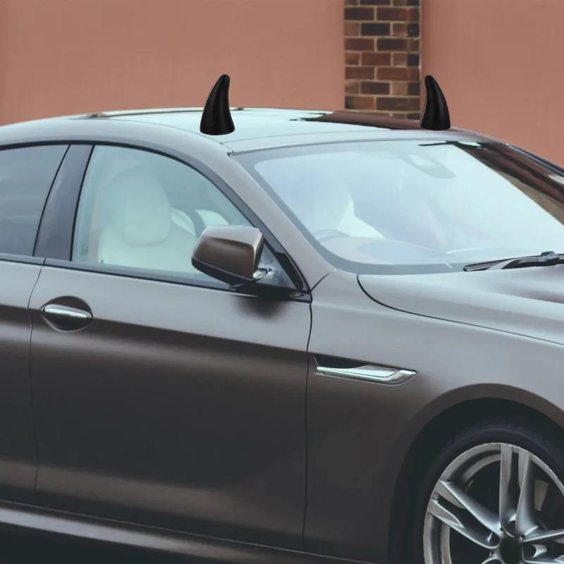 2pcs 3D Cool Design Car Sticker - Devil Horn, Anti-collision Small Saplin, Car Roof Decoration, Roof Sticker, 3D Sticker