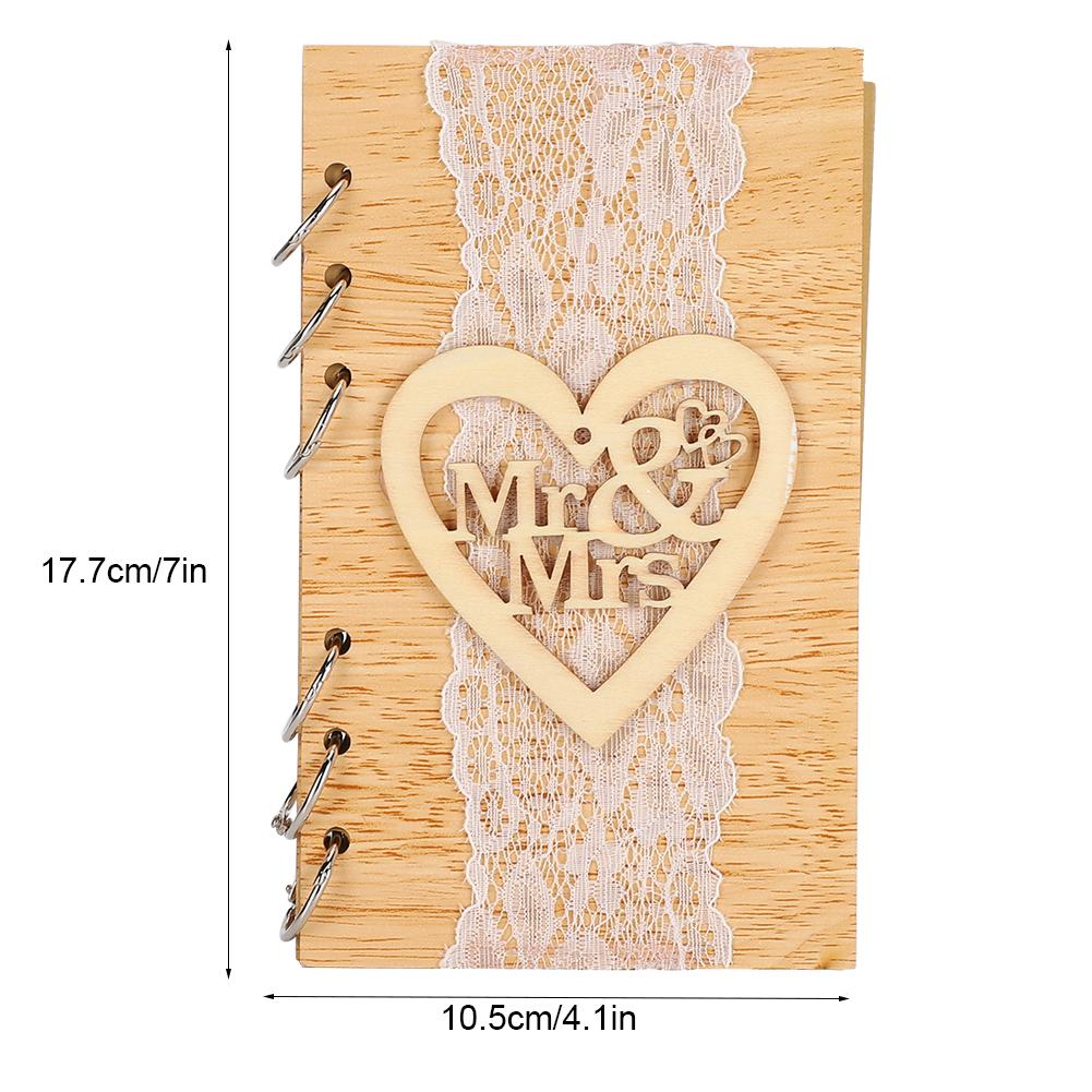 Wooden Guest Book Memorable Signature Message Notebooks Gift For Wedding Party