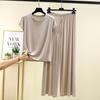 Plus Size Modal Pajama Set: Short Sleeve T-Shirt & Long Casual Pants