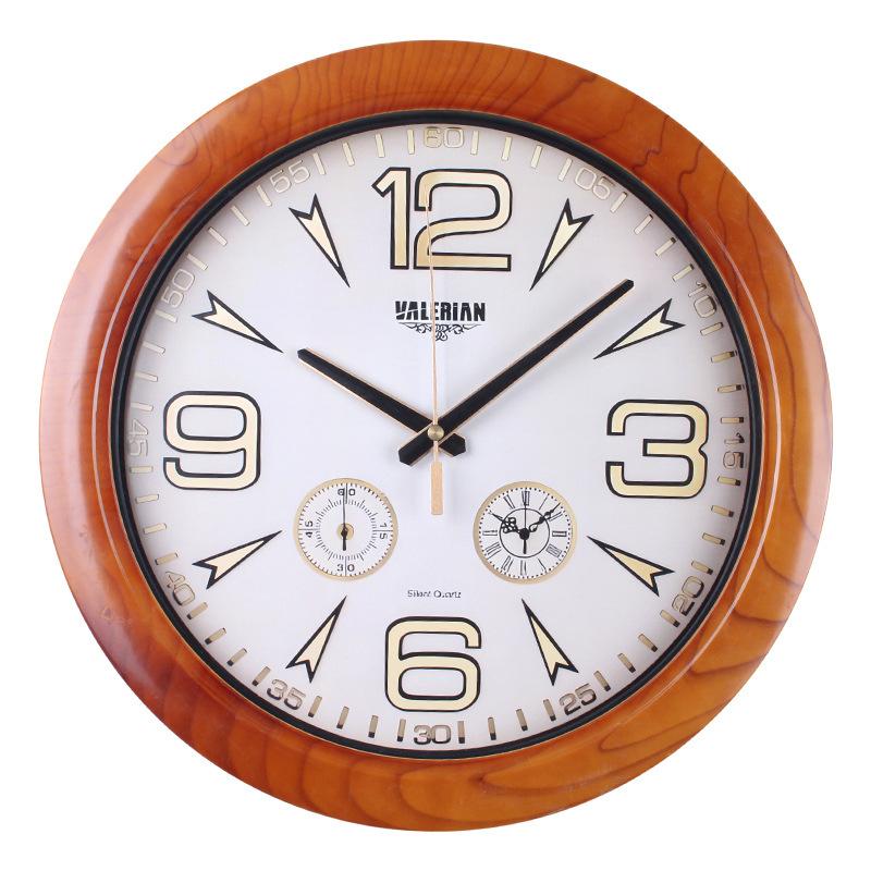 

Пластиковые настенные часы с имитацией текстуры дерева, часы для гостиной, простые часы с бесшумным механизмом, креативные декоративные настенные часы 35CM [style] 2