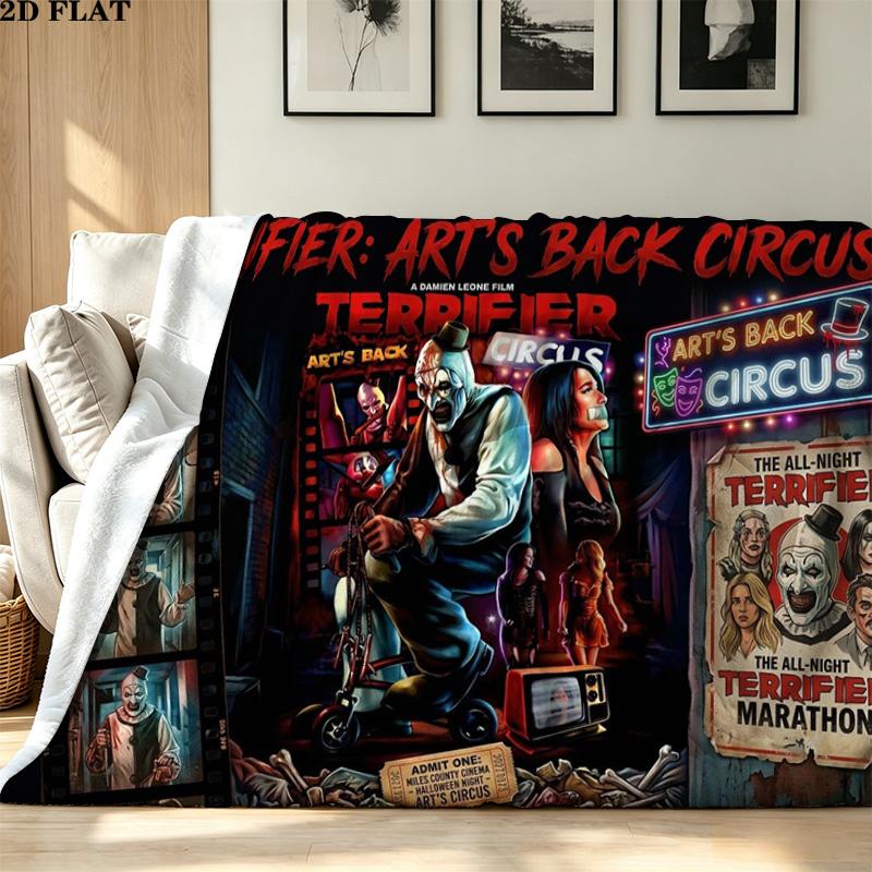Terrifier Horror Print Flannel Blanket High Quality Warm Comfortable Cover for All Seasons Perfect for Gifts Home Decor