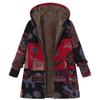 Vintage Floral Fleece Jacket for Women Warm Hooded Long Sleeve Coat with Pockets Casual Fashion Zipper Outerwear