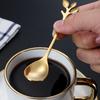 6PCS/Set Stainless Steel Gold Leaf Coffee Spoon 16.4cm Ice-Cream Tea Stirring Spoons for Tea, Coffee