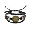 Bracciale a polsino in pelle antico Braccialetto Base vuota Adatta per foto rotonda da 20 mm Impostazione cabochon in vetro Vassoio con lunetta Fai da te Creazione di gioielli