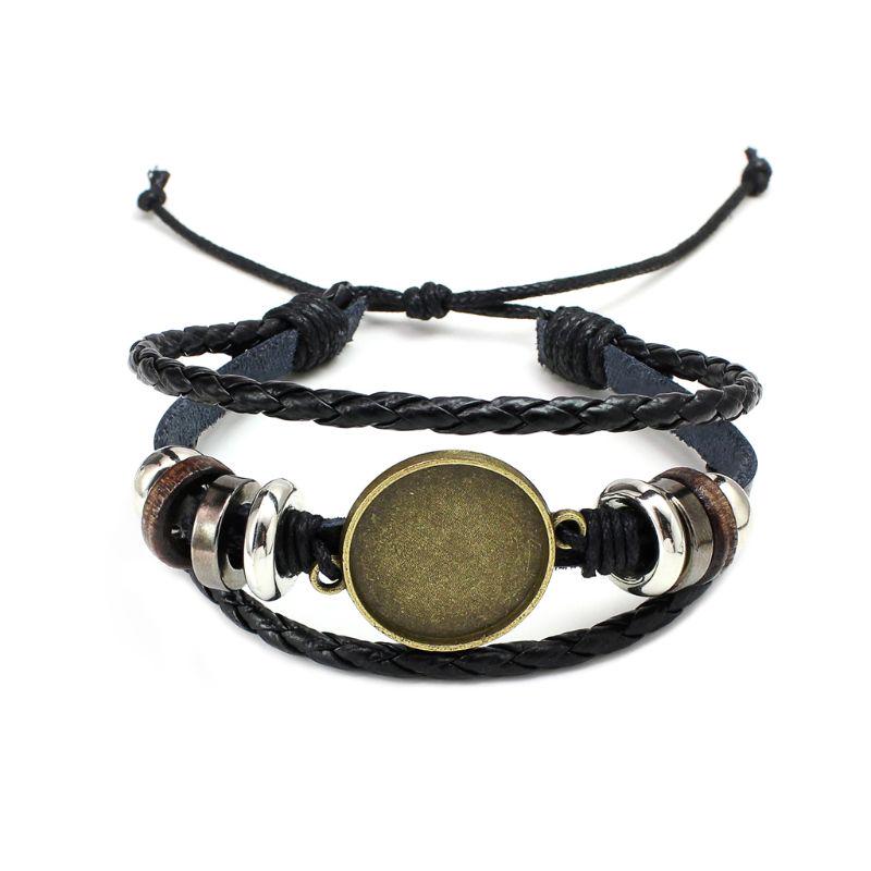 

Antique Leather Cuff Bracelet Bangle Blank Base Fit 20mm Round Photo Glass Cabochon Setting Bezel Tray DIY Jewelry Making