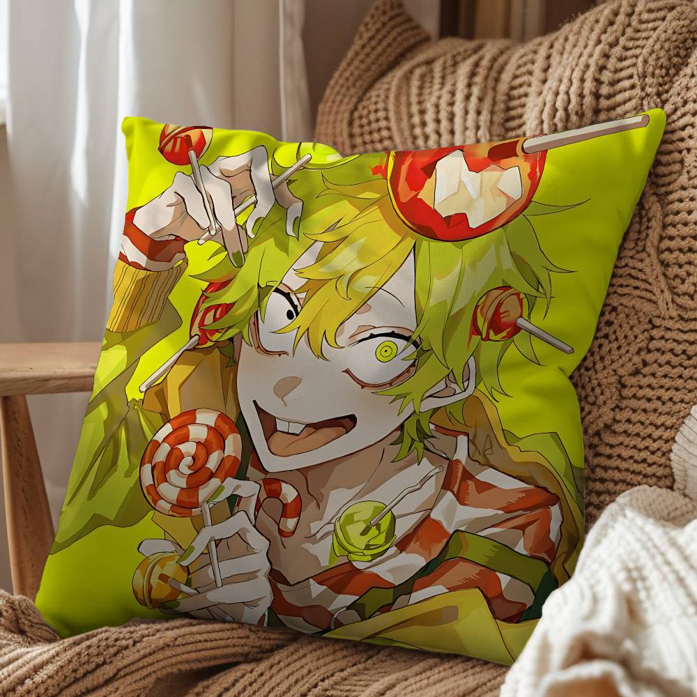 Green Cute Happy HTF Tree Friends Pillow Case Square DoubleSided Printing Short Plush Sofa Cushion Cover Bedroom Bedside Pillow
