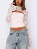 Sexy Lace Panel Long Sleeve T Shirt For Women Summer Streetwear Chic