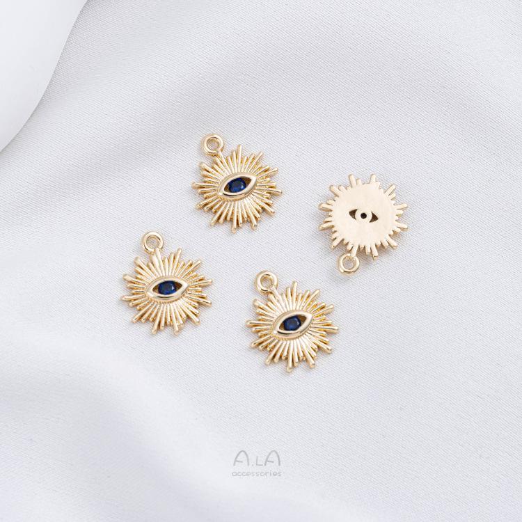 

Кулон «Глаз дьявола» из золота 14 карат с цирконом, серьги-каффы ручной работы и подвески для бижутерии DIY