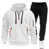 Herbst/Winter Herren Plus Samt Mehrere Taschen Reißverschluss Hoodie Set - Lässige Kapuzenpullover Kollektion