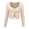 Spring and Summer New Long-sleeved Open-button Cardigan Top, Sexy Button-knitted T-shirt