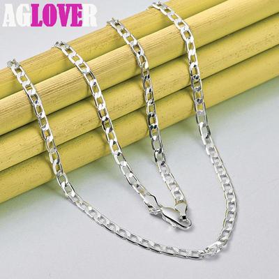 925 Sterling Silver 16/18/20/22/24/26/28/30 Inch 4mm Sideways Necklace Jewelry