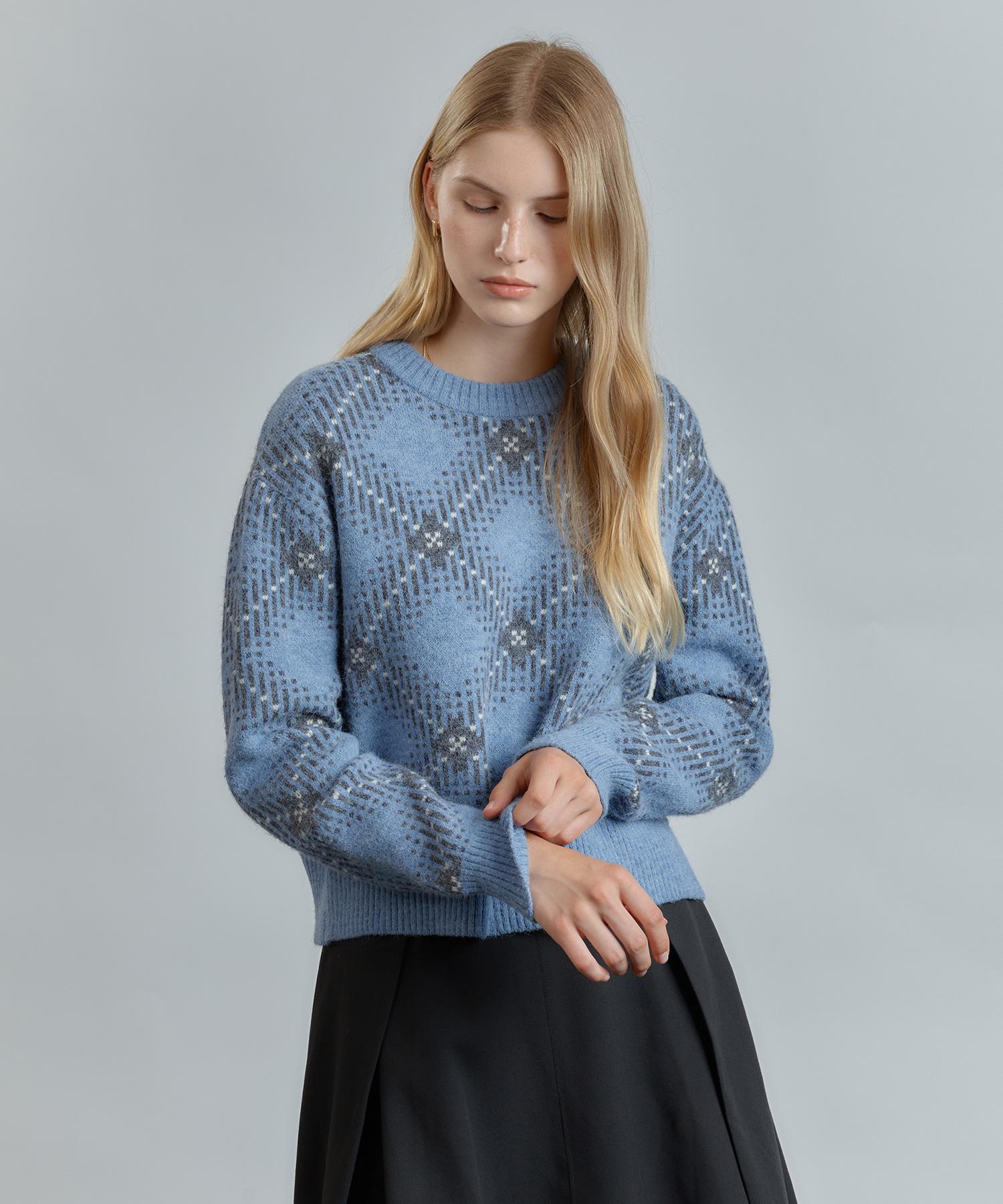 Mind Bridge Woman [W] Check Jacquard Knit Bl/055