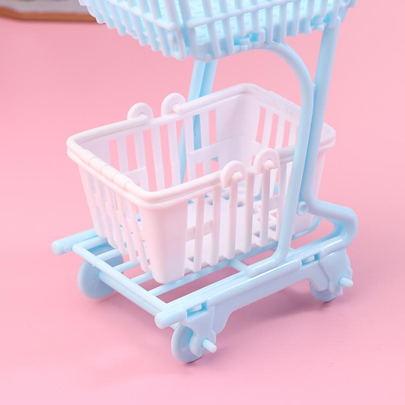 1/12 Dollhouse Mini Shopping Cart Supermarket Shopping Basket Model Dollhouse Supermarket Decoration Accessory Pretend Play Toy
