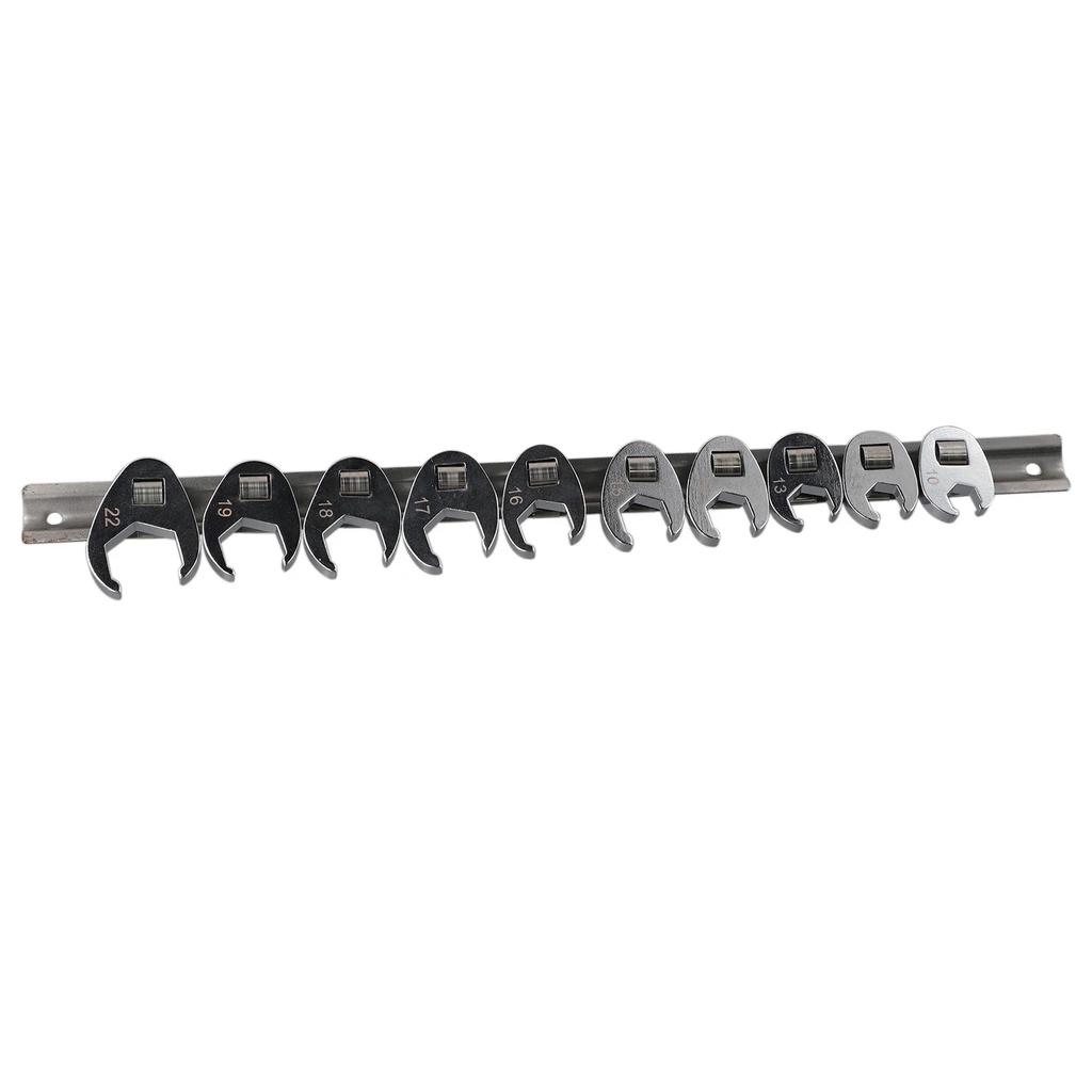 10PCS 3/8 Inch Drive Crowfoot Wrench Set 10 To 22mm Metric Chrome Plated Open End Wrench Flare Nut Head Driver Crowfoot Spanner