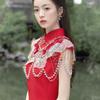 Cloud shoulder heavy industry embroidered cheongsam shawl new 1011 retro literary and versatile bride toasting clothes to wear outside