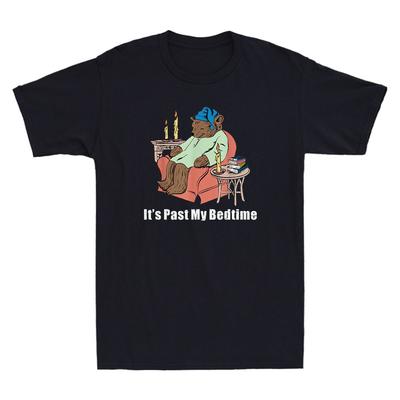 Its Past My Bedtime Bear Taking A Nap Next To Books Funny Vintage Unisexs Tshirt