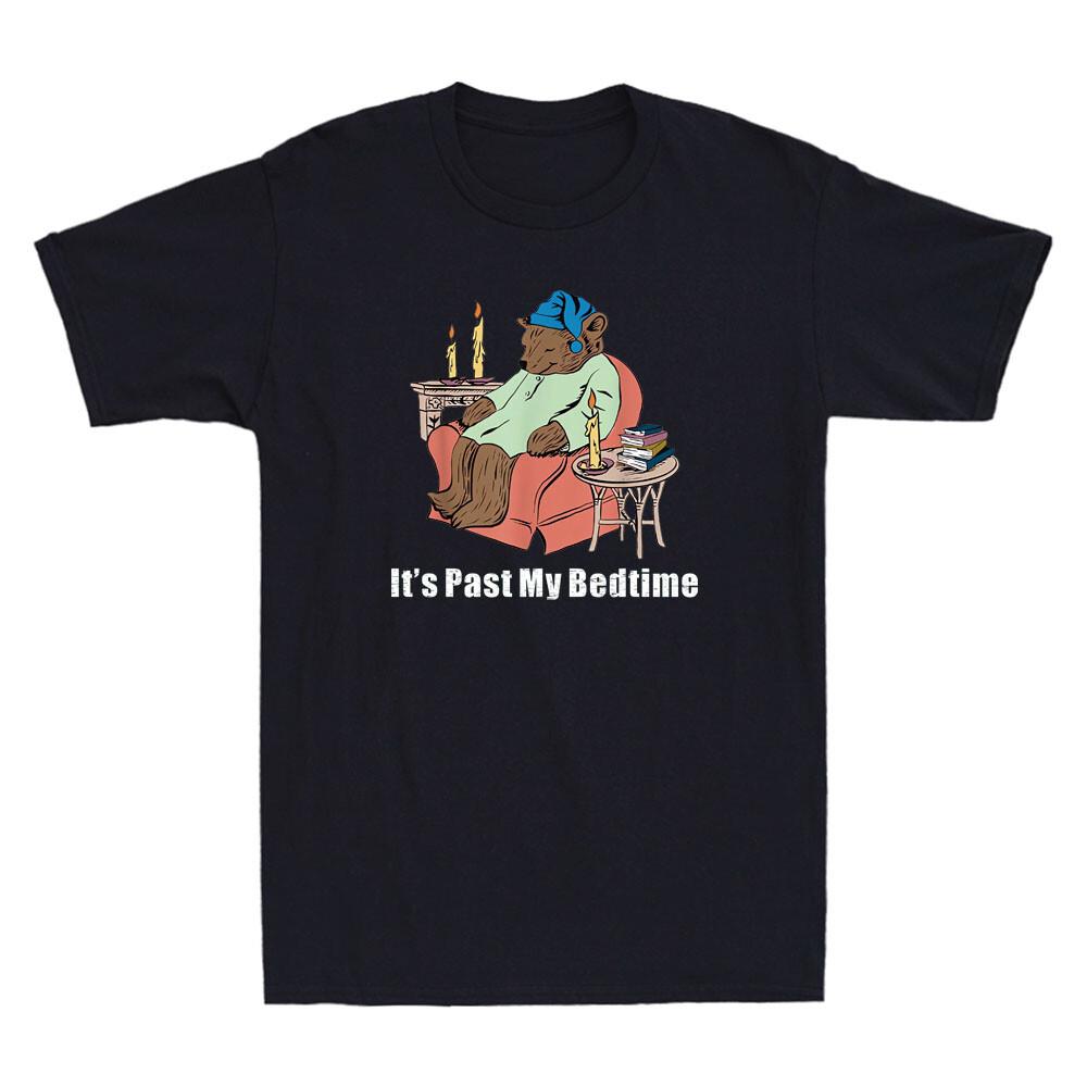 Its Past My Bedtime Bear Taking a Nap Next to Books Funny Vintage Mens T-Shirt XXXL