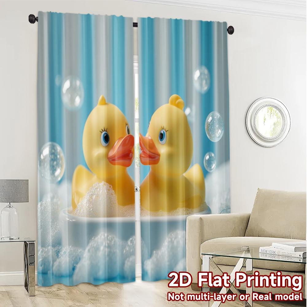 2pcs, 2D FLAT PRINTING Curtains (Without Rod) BubbleDucks Popular Fashionable Curtains Durable Polyester Curtains Holiday