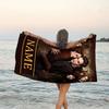 1pc Twilight Beach Towel with Custom Name, Beach/Swimming/Bath/Picnic/Camping Towel, Suitable for Seaside Beaches