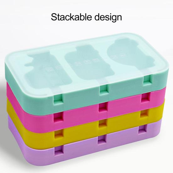 Silicone Ice Cream Mold 3 Cavities Easy Release Dinosaur Car Pineapple Ice Lolly Mold DIY Summer Freezer Ice Stick Container Kitchen