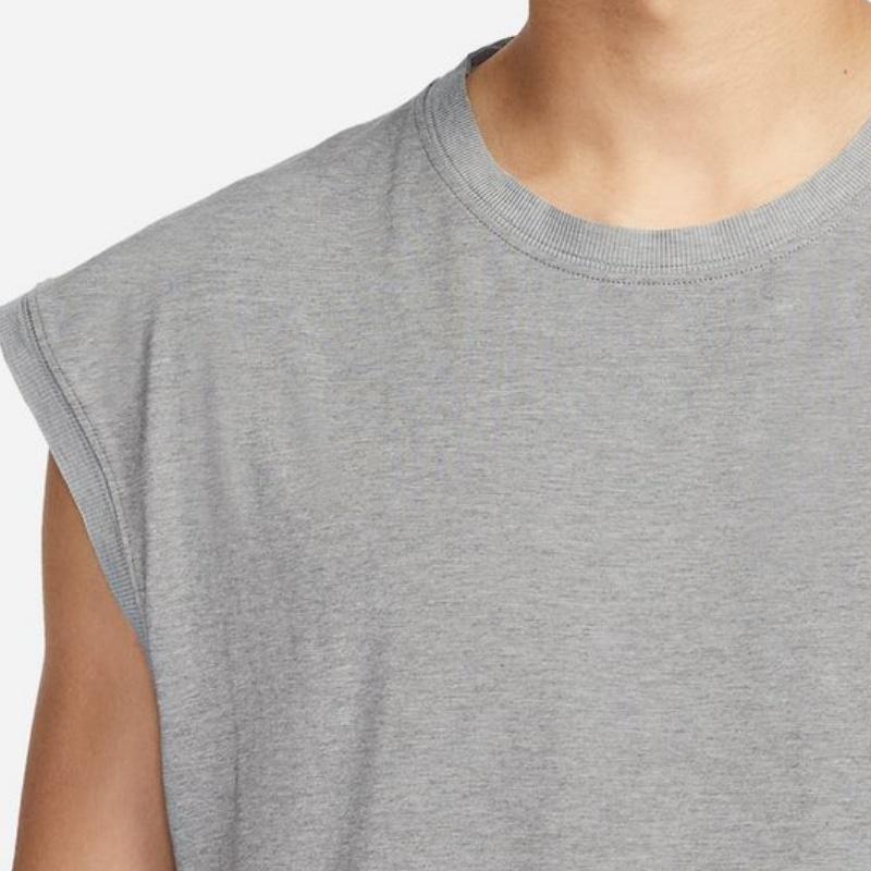 Nike Rychleschnoucí bez rukávů pletený sportovní top na jógu pro muže, měkký, lehký, s kulatým výstřihem, tílko, světle kouřově šedá DM7824-077