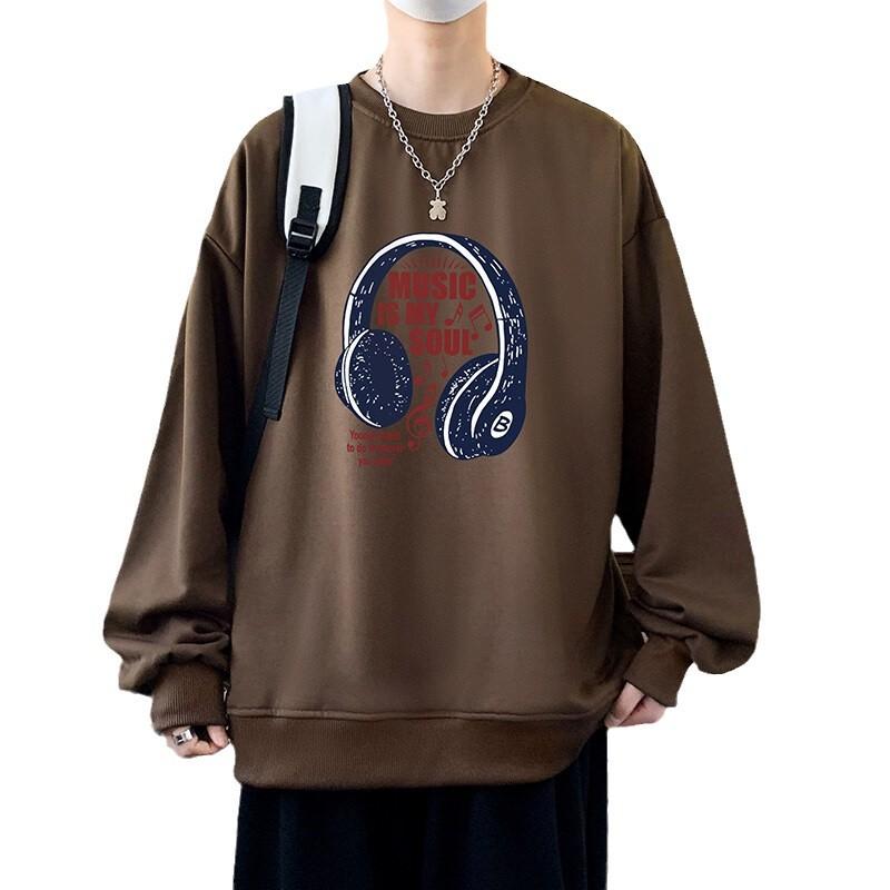 Spring Plus Size Sweater Men's Loose Round Neck Hong Kong Style Fat Man Versatile Casual Clothes