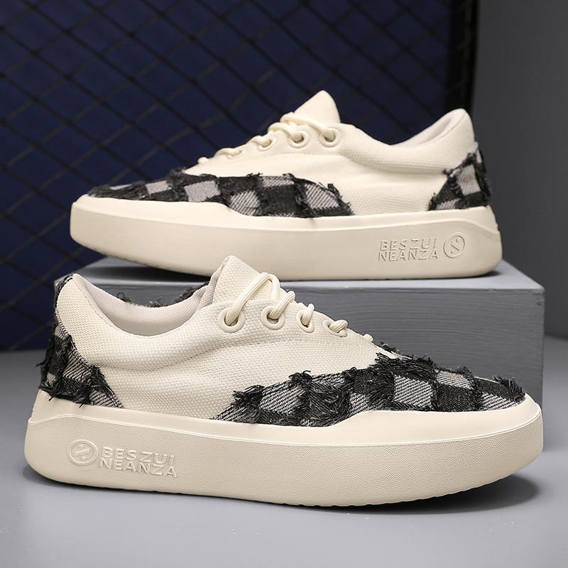 Men Shoes High Quality Vulcanized Ragged Canvas New Product Retro Thick Sole Men's Shoe Sneakers Canvas Student Board