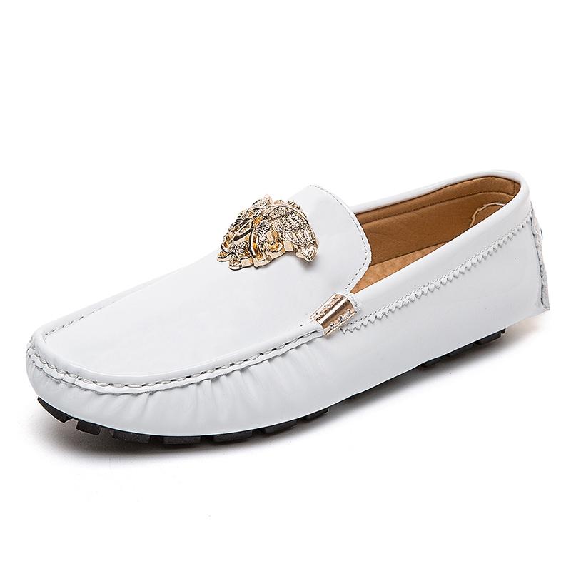 New Men Loafers 2024 Gold Red Luxury Brand Fashion Designer Patent Leather Driving Footwear Mens Comfy Boat Casual Shoes for Men