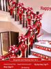 Wedding Stair Decoration Kit: Creative Escalator Flowers & Ribbons for Handrail Arrangement